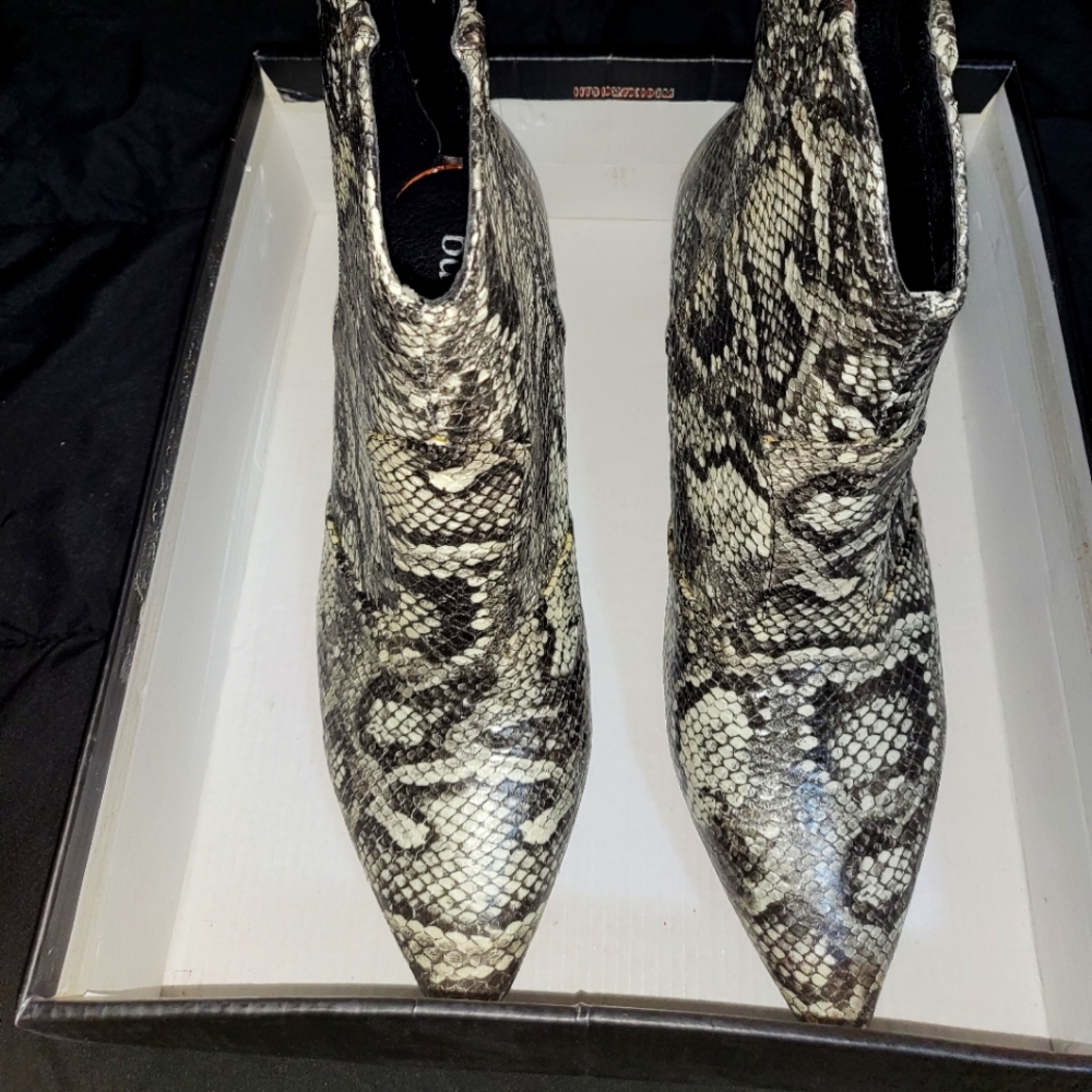 Faux snake skin ankle boot